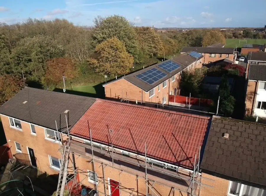 The same St Albans terraced house from above with the new red tiled roof finished